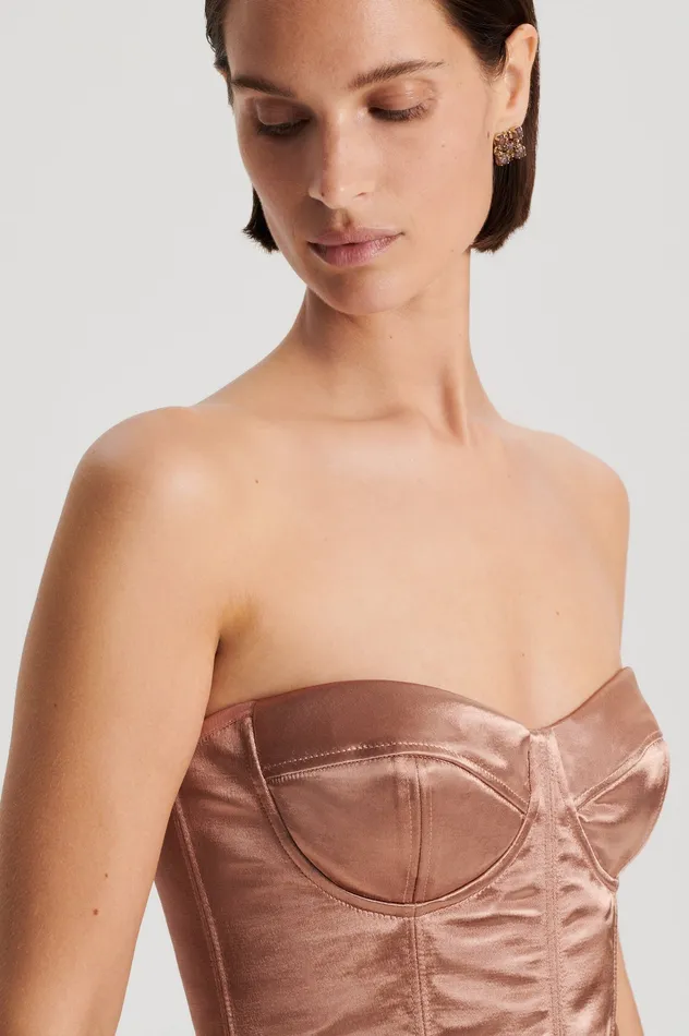 Tops FRENCH SATIN BUSTIER CINNAMON 8211 Scanlan Theodore Women