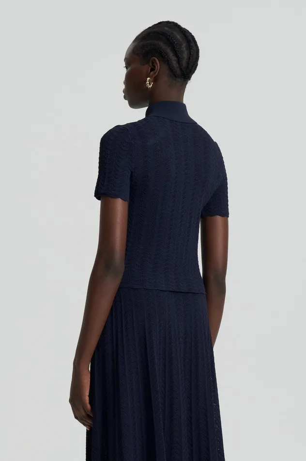 Tops PLEAT LACE SHIRT NAVY Scanlan Theodore Women Tops PLEAT LACE SHIRT NAVY Scanlan Theodore Women