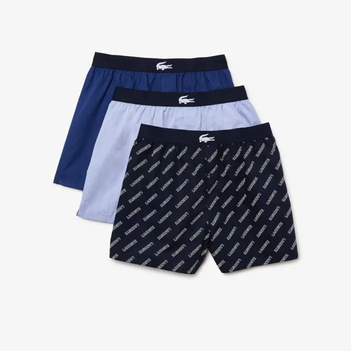 Underwear and Socks Men Lacoste Mens UltraSoft Cotton Boxer 3Pack Navy Blue Blue Vuc