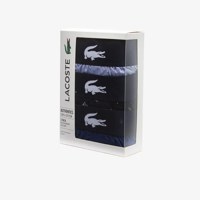 Underwear and Socks Men Lacoste Mens UltraSoft Cotton Boxer 3Pack Navy Blue Blue Vuc