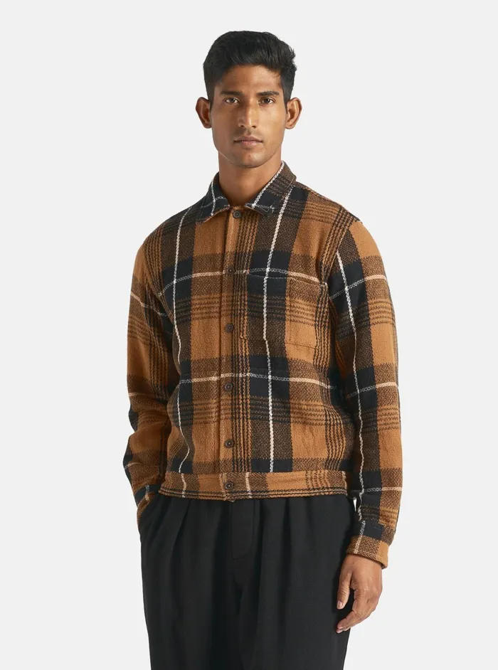 Uniform Jacket In Brown Earth II Check Men Universal Works Overshirts