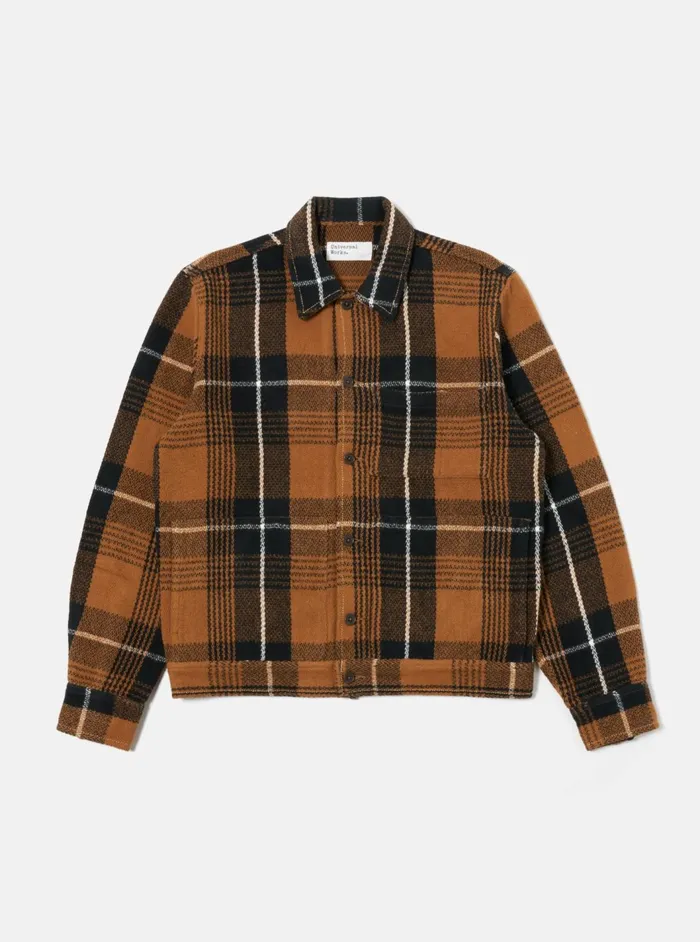 Uniform Jacket In Brown Earth II Check Men Universal Works Overshirts