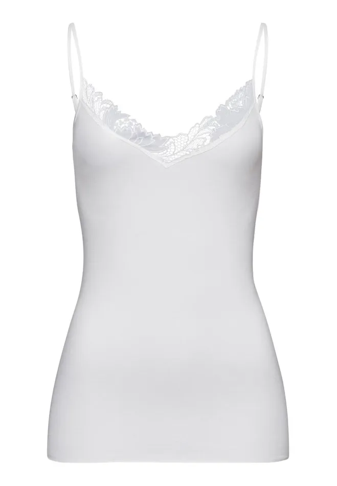 VNeck Cotton Camisole Off White Women HANRO Pajama Tops