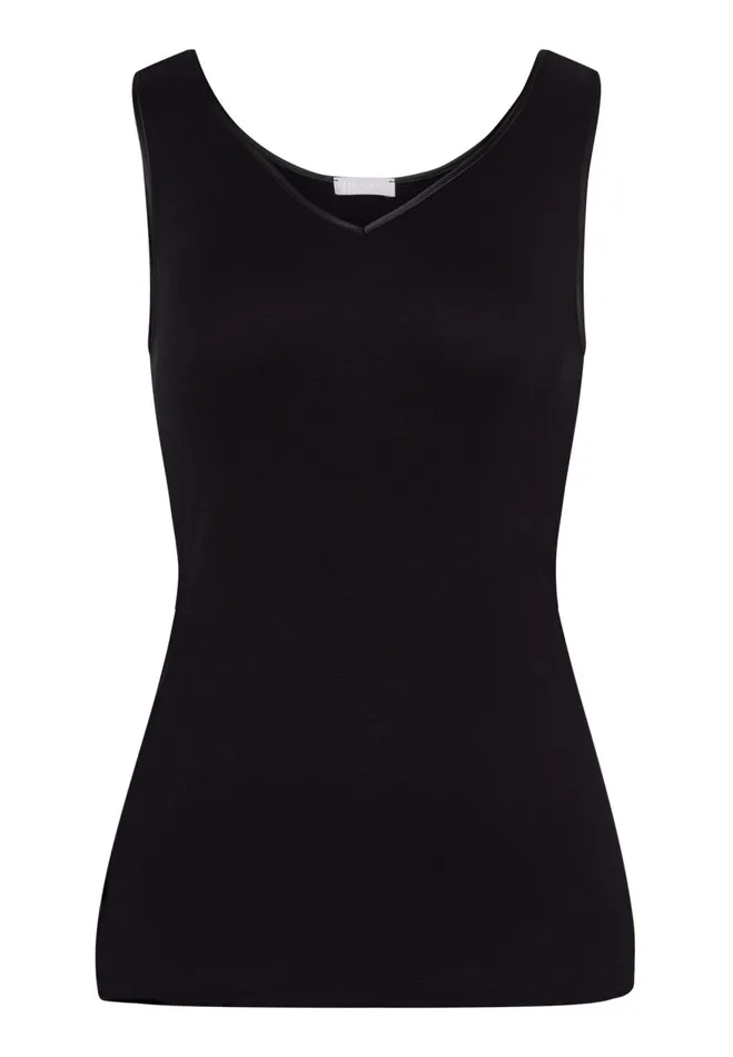 VNeck Cotton Tank Top Black Women HANRO Tank Tops