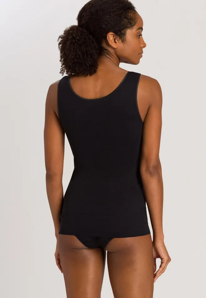 VNeck Cotton Tank Top Black Women HANRO Tank Tops