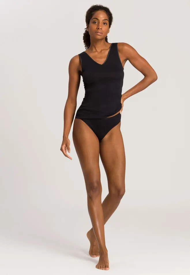 VNeck Cotton Tank Top Black Women HANRO Tank Tops