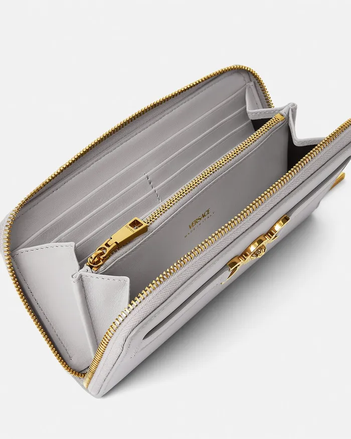 Wallets Women Versace Medusa 03995 Long Wallet Gray