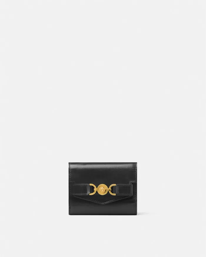 Wallets Women Versace Medusa 03995 Trifold Wallet Blackgold