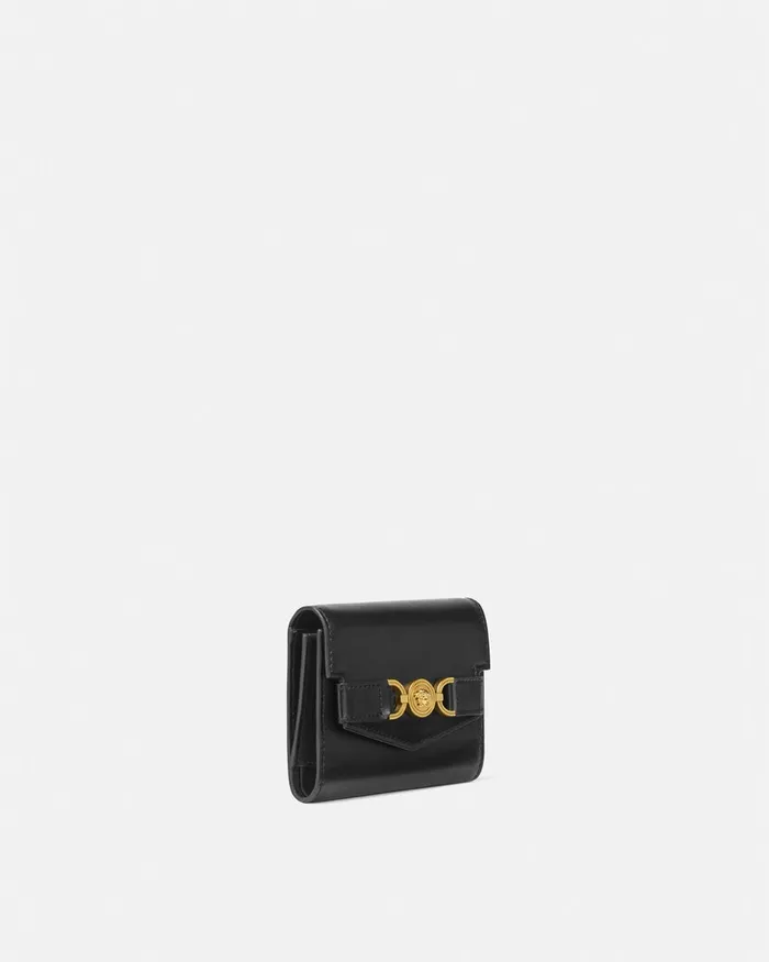 Wallets Women Versace Medusa 03995 Trifold Wallet Blackgold