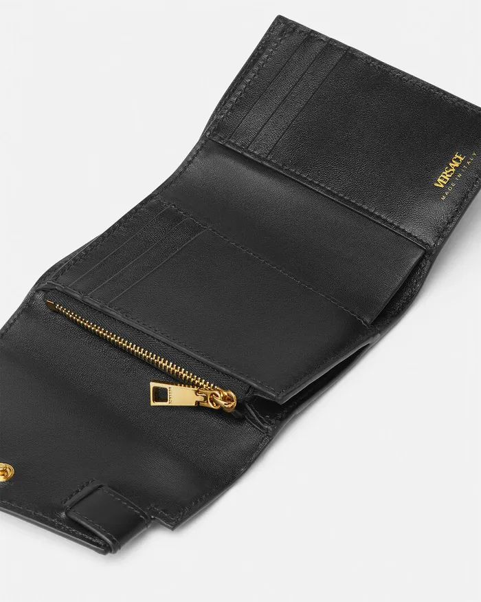Wallets Women Versace Medusa 03995 Trifold Wallet Blackgold
