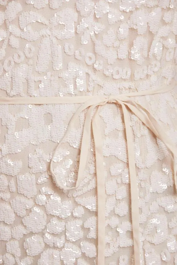WeddingWomen Needle and Thread Annie Sequin Tiered Mini Dress Champagne