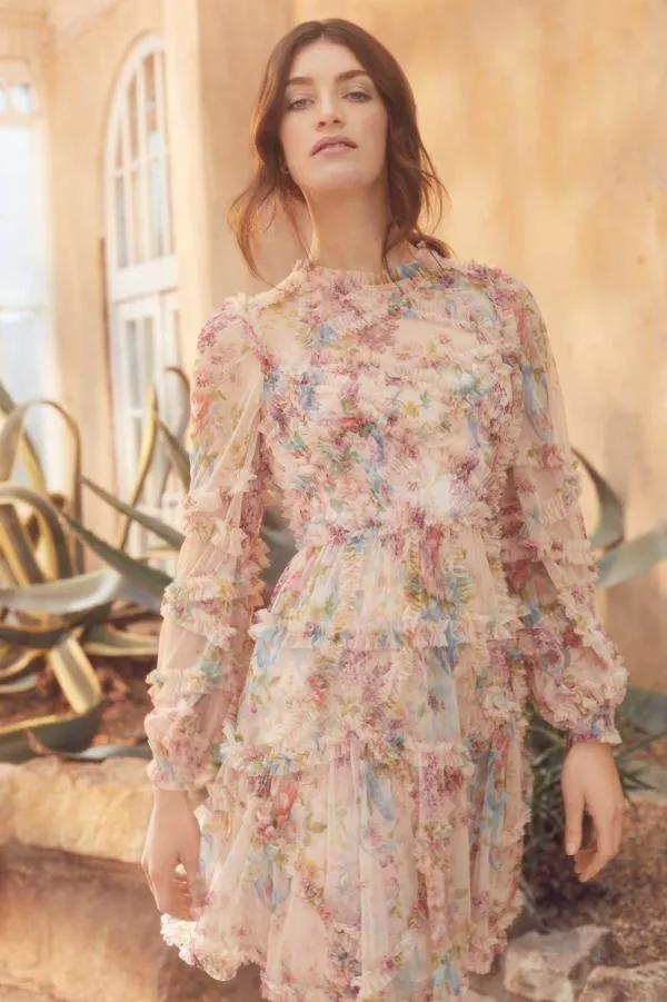 WeddingWomen Needle and Thread Floral Diamond Ruffle Dress Multi