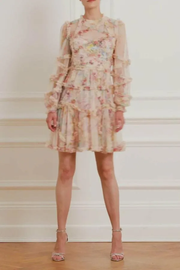 WeddingWomen Needle and Thread Floral Diamond Ruffle Dress Multi