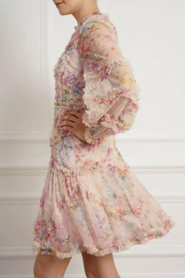 WeddingWomen Needle and Thread Floral Diamond Ruffle Dress Multi