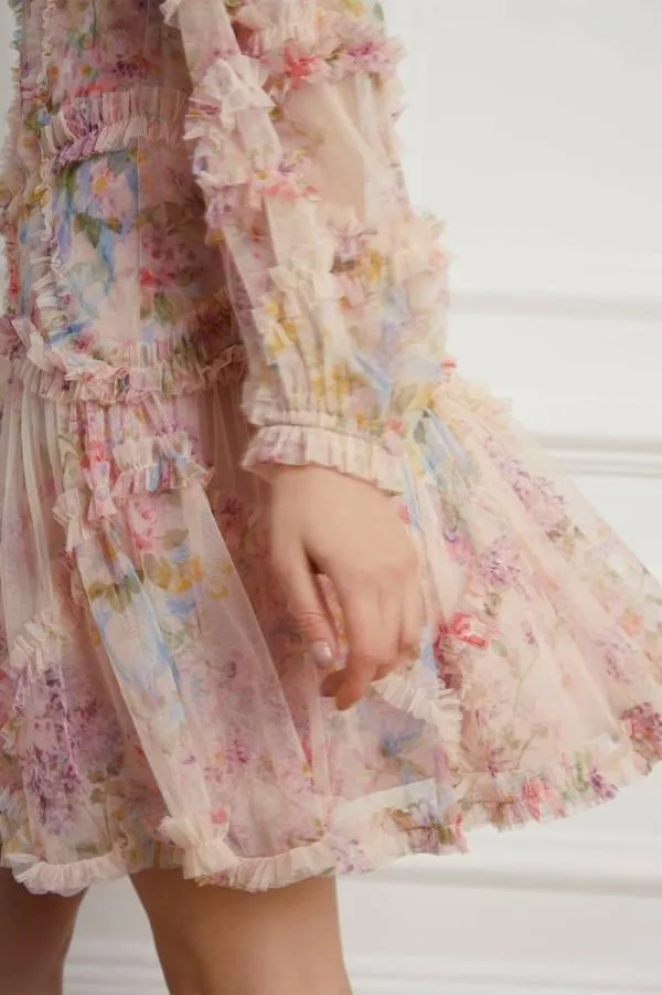 WeddingWomen Needle and Thread Floral Diamond Ruffle Dress Multi