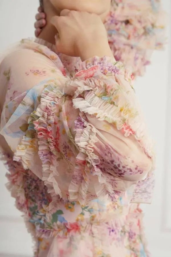 WeddingWomen Needle and Thread Floral Diamond Ruffle Dress Multi