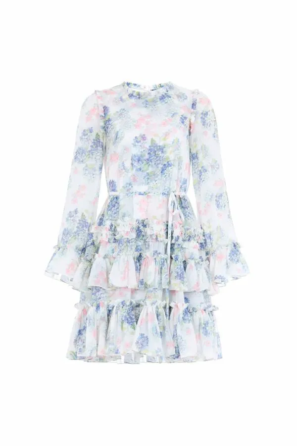 WeddingWomen Needle and Thread Hydrangea Chiffon Round Neck Mini Dress Multi WeddingWomen Needle and Thread Hydrangea Chiffon Round Neck Mini Dress Multi