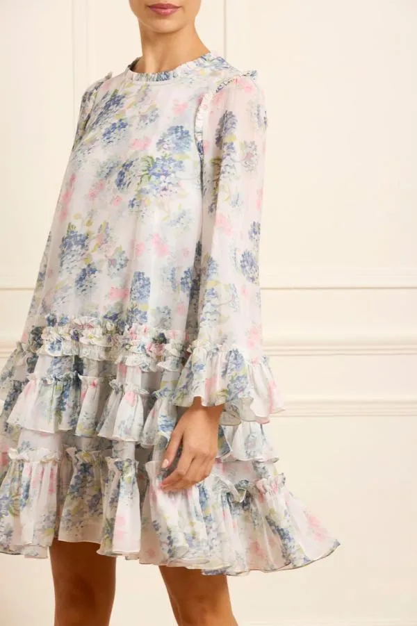 WeddingWomen Needle and Thread Hydrangea Chiffon Round Neck Mini Dress Multi WeddingWomen Needle and Thread Hydrangea Chiffon Round Neck Mini Dress Multi