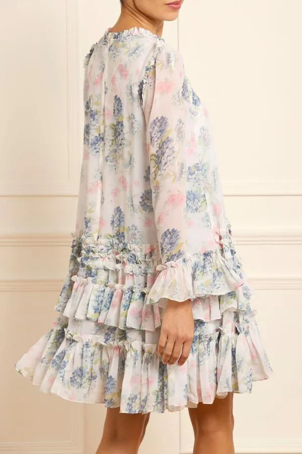WeddingWomen Needle and Thread Hydrangea Chiffon Round Neck Mini Dress Multi WeddingWomen Needle and Thread Hydrangea Chiffon Round Neck Mini Dress Multi