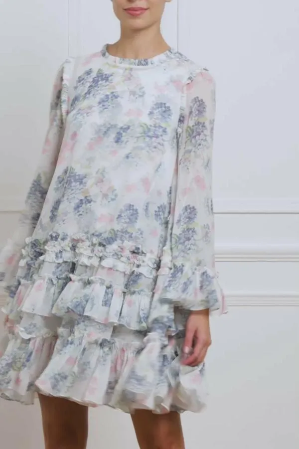WeddingWomen Needle and Thread Hydrangea Chiffon Round Neck Mini Dress Multi WeddingWomen Needle and Thread Hydrangea Chiffon Round Neck Mini Dress Multi