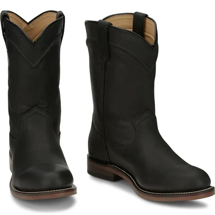 Western Men Justin Boots Braswell 10034 Roper Black