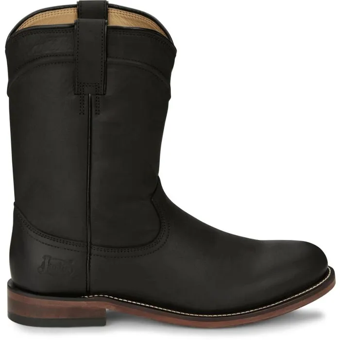 Western Men Justin Boots Braswell 10034 Roper Black