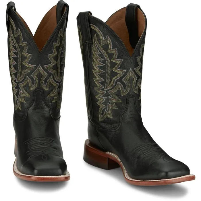 Western Men Justin Boots Poston 11034 Western Boot Jet Black 040black041
