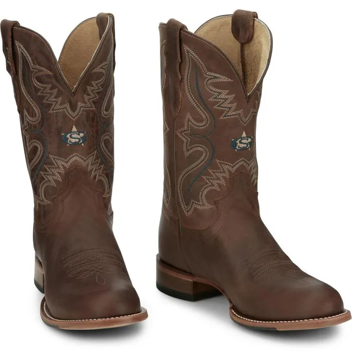 Western Men Justin Boots Wells 11034 Western Boot Rich Mahogany 040brown041