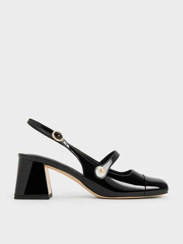 Women Aeryn Patent PearlEmbellished Slingback Pumps 8211 Black Patent CHARLES and KEITH Heels Women Aeryn Patent PearlEmbellished Slingback Pumps 8211 Black Patent CHARLES and KEITH Heels