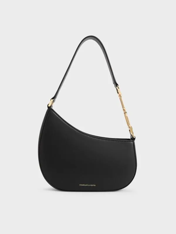 Women Agatha ChainAccent Shoulder Bag 8211 Black CHARLES and KEITH Shoulder Bags Women Agatha ChainAccent Shoulder Bag 8211 Black CHARLES and KEITH Shoulder Bags