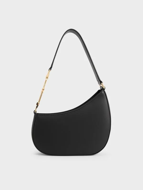 Women Agatha ChainAccent Shoulder Bag 8211 Black CHARLES and KEITH Shoulder Bags