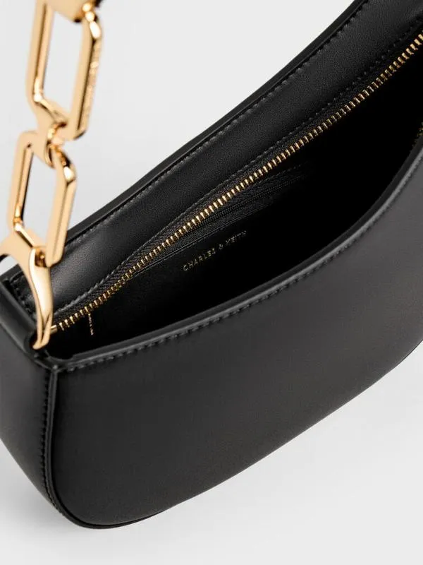 Women Agatha ChainAccent Shoulder Bag 8211 Black CHARLES and KEITH Shoulder Bags