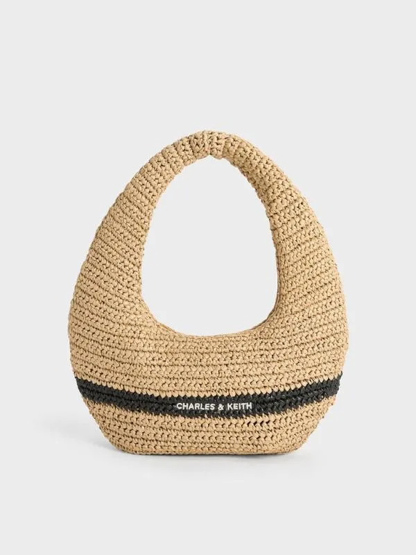 Women Allegra Knitted Slouchy Hobo Bag 8211 Beige CHARLES and KEITH Hobo Bags