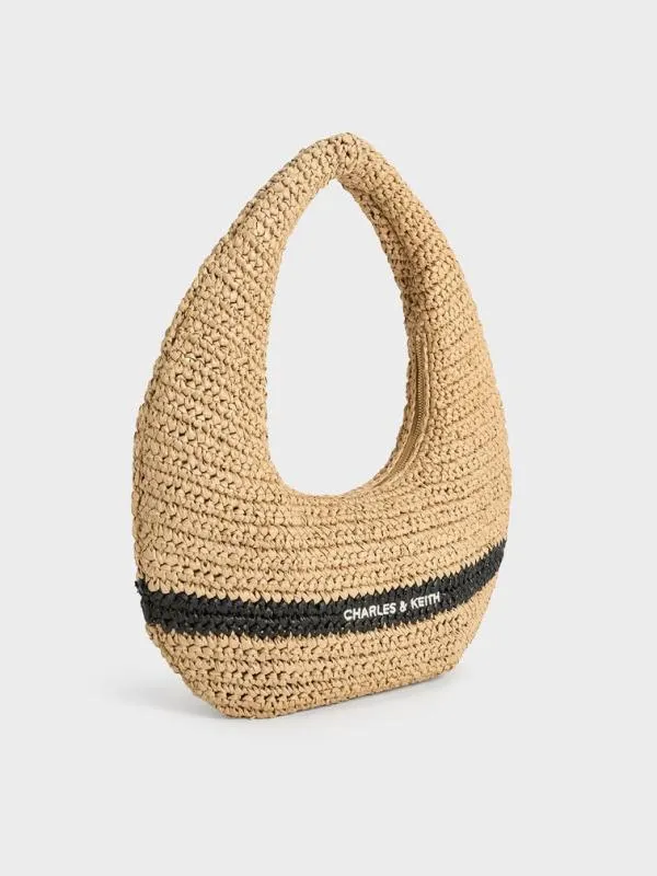 Women Allegra Knitted Slouchy Hobo Bag 8211 Beige CHARLES and KEITH Hobo Bags