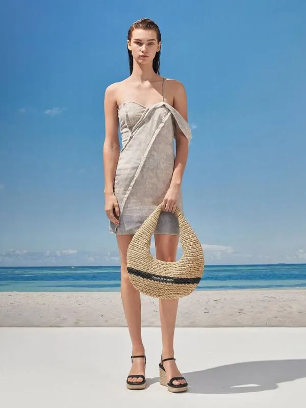 Women Allegra Knitted Slouchy Hobo Bag 8211 Beige CHARLES and KEITH Hobo Bags