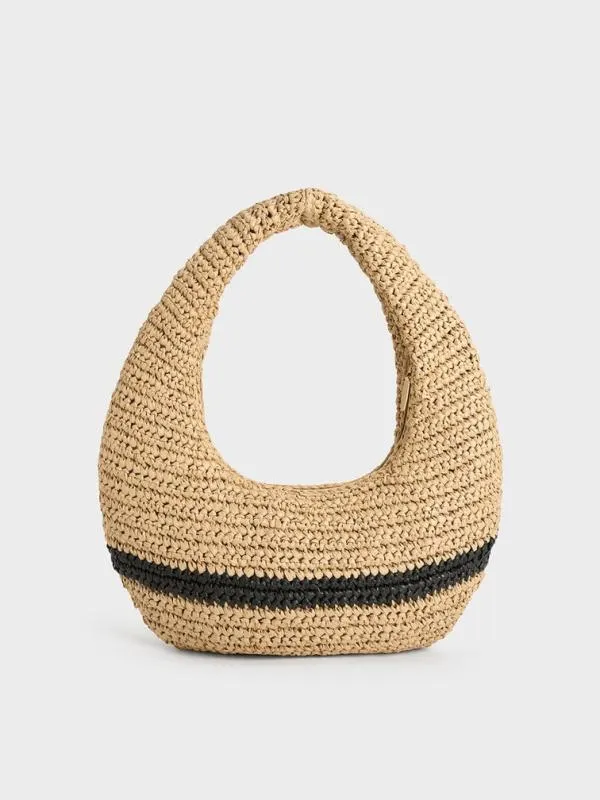 Women Allegra Knitted Slouchy Hobo Bag 8211 Beige CHARLES and KEITH Hobo Bags
