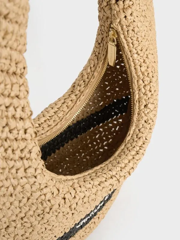 Women Allegra Knitted Slouchy Hobo Bag 8211 Beige CHARLES and KEITH Hobo Bags
