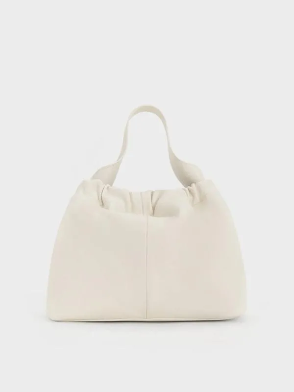 Women Ally Ruched Slouchy ChainHandle Bag 8211 Cream CHARLES and KEITH Slouchy Bags Women Ally Ruched Slouchy ChainHandle Bag 8211 Cream CHARLES and KEITH Slouchy Bags