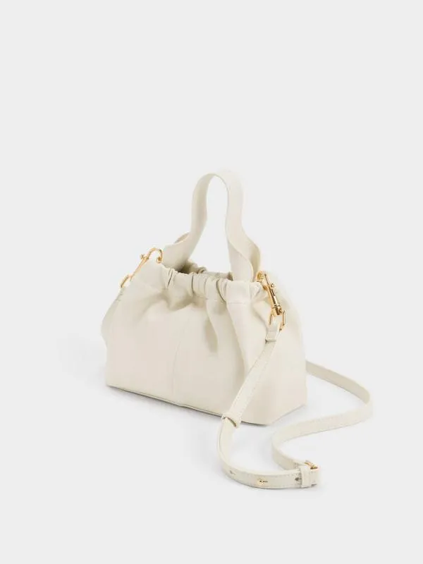 Women Ally Ruched Slouchy ChainHandle Bag 8211 Cream CHARLES and KEITH Slouchy Bags
