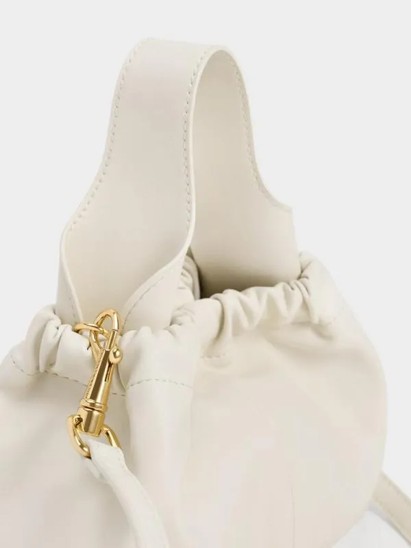 Women Ally Ruched Slouchy ChainHandle Bag 8211 Cream CHARLES and KEITH Slouchy Bags