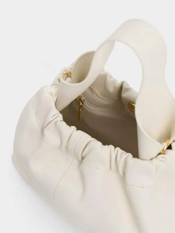 Women Ally Ruched Slouchy ChainHandle Bag 8211 Cream CHARLES and KEITH Slouchy Bags