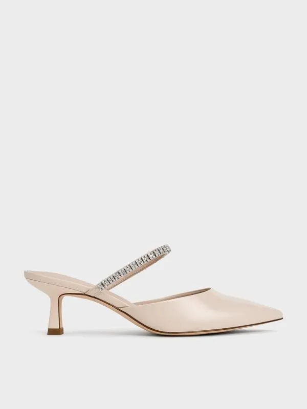 Women Ambrosia GemEmbellished PointedToe Mules 8211 Cream CHARLES and KEITH Heels Women Ambrosia GemEmbellished PointedToe Mules 8211 Cream CHARLES and KEITH Heels