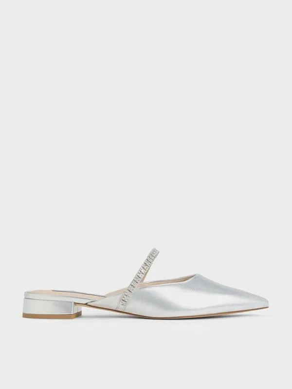 Women Ambrosia GemEmbellished SlipOn Flats 8211 Silver CHARLES and KEITH Mules Women Ambrosia GemEmbellished SlipOn Flats 8211 Silver CHARLES and KEITH Mules