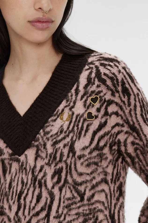 Women Amy Winehouse FoundationZebra Knitted Dress Dusty Rose Pink Fred Perry Dresses Women Amy Winehouse FoundationZebra Knitted Dress Dusty Rose Pink Fred Perry Dresses
