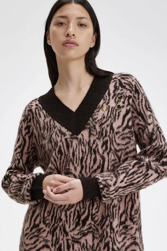 Women Amy Winehouse FoundationZebra Knitted Dress Dusty Rose Pink Fred Perry Dresses Women Amy Winehouse FoundationZebra Knitted Dress Dusty Rose Pink Fred Perry Dresses