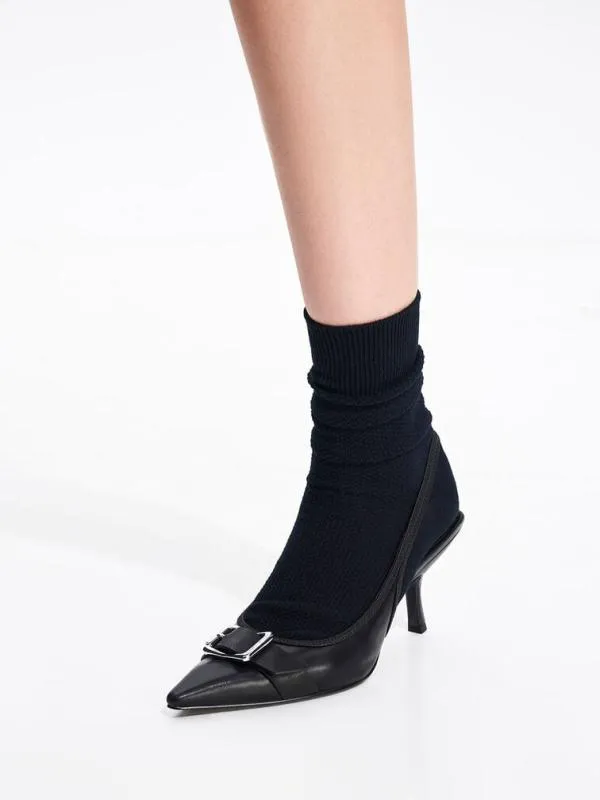 Women Anita Buckled PointedToe Slingback Pumps 8211 Black CHARLES and KEITH Heels