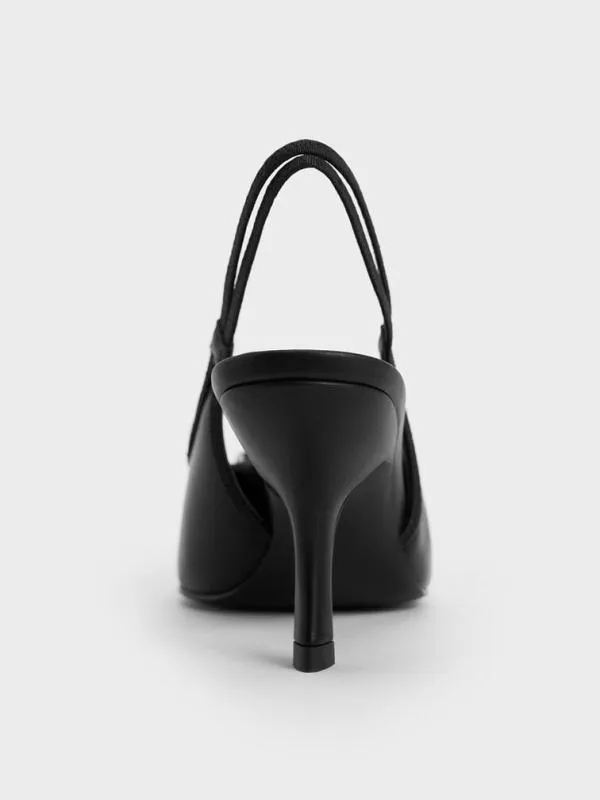 Women Anita Buckled PointedToe Slingback Pumps 8211 Black CHARLES and KEITH Heels
