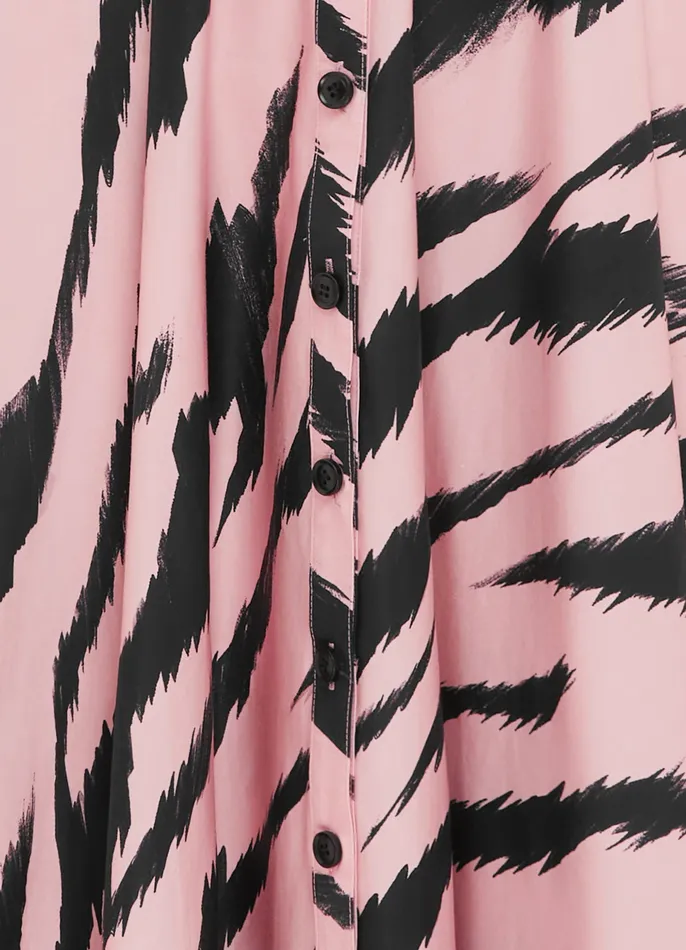 Women Anita Pocket Shirt Midi Dress 8211 Tiger Print in Pink Dresses and Jumpsuits LEO LIN