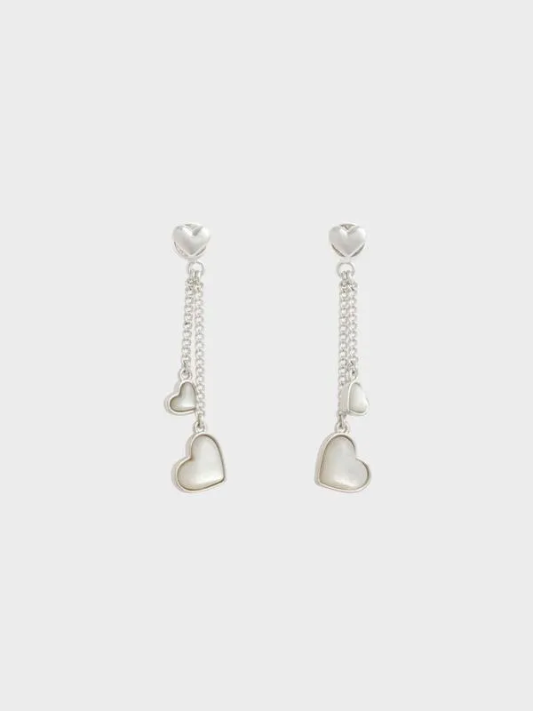 Women Annalise Double Heart Stone Drop Earrings 8211 Silver CHARLES and KEITH Earrings