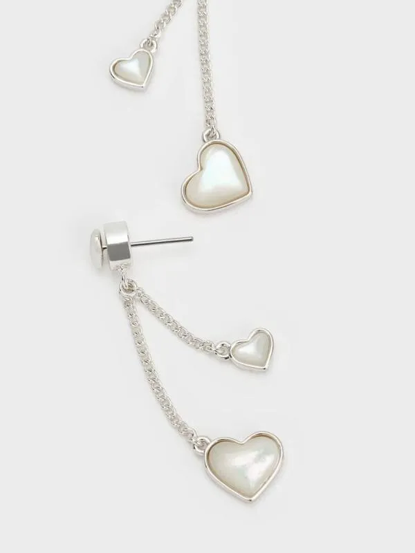 Women Annalise Double Heart Stone Drop Earrings 8211 Silver CHARLES and KEITH Earrings